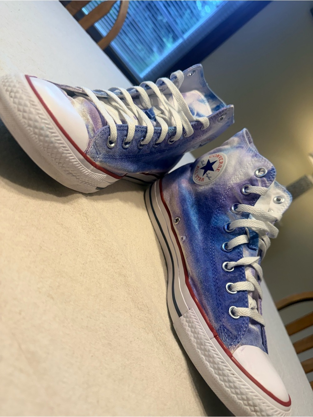 CUSTOM Converse High Top Sneakers - Purple and Blue Tie-Dye - READ MY STORY! - Picture 2 of 10